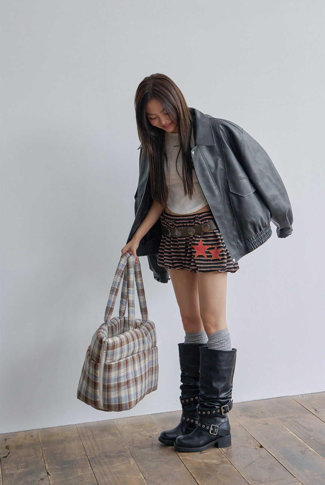 Wide Bag タータンブルー