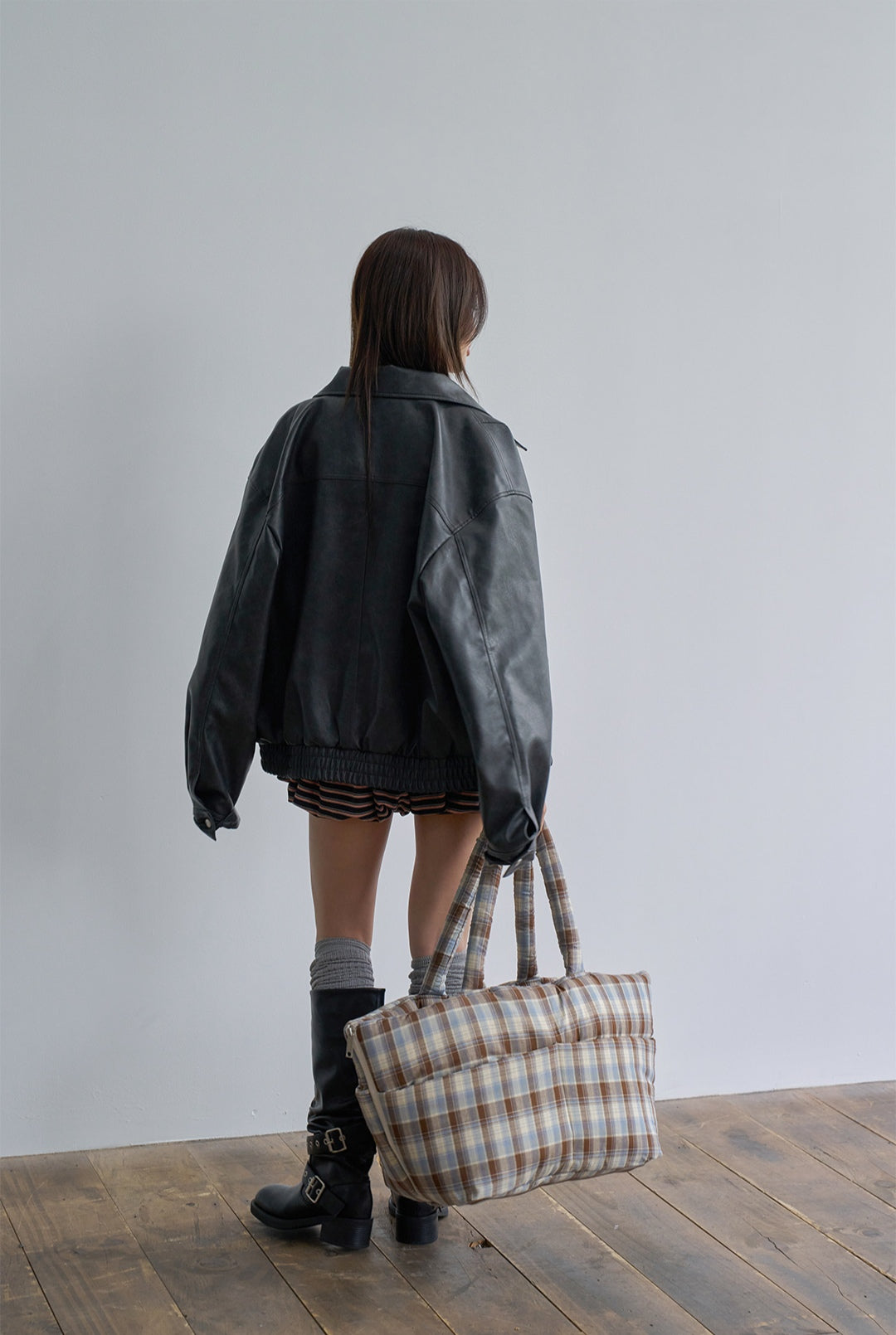 Wide Bag タータンブルー