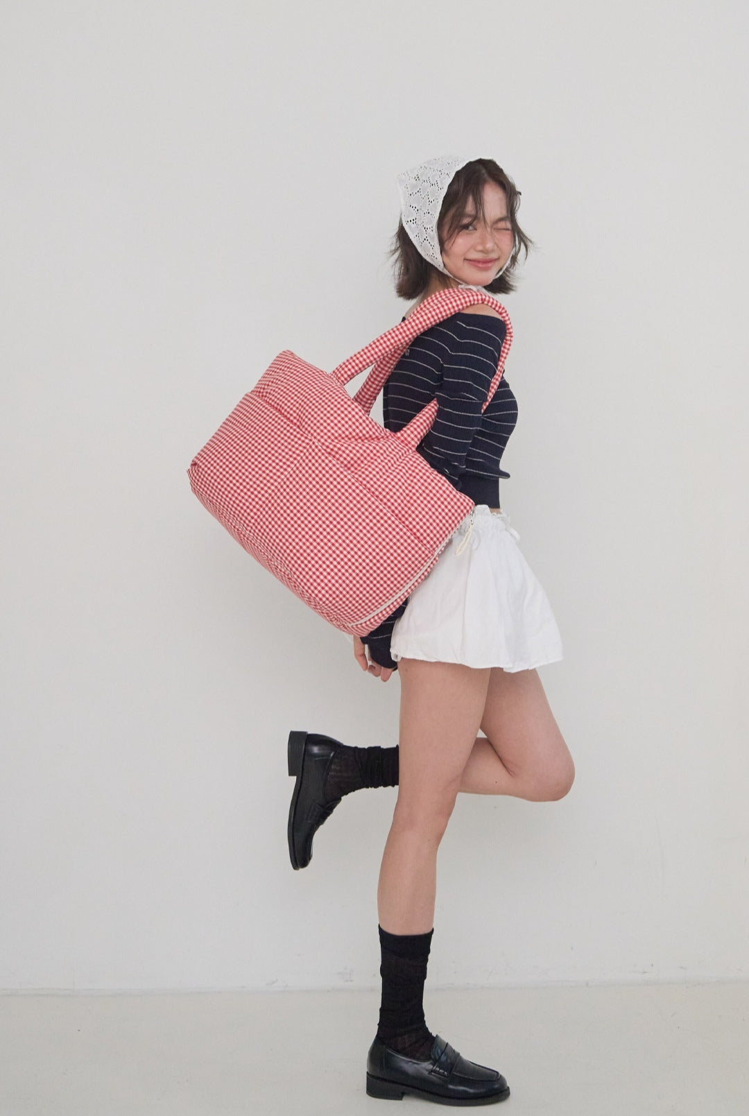 Wide Bag プレイドレッド