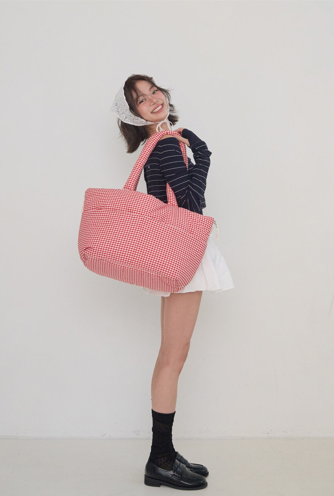 Wide Bag プレイドレッド