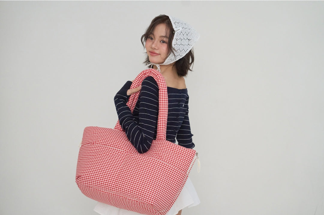 Wide Bag プレイドレッド