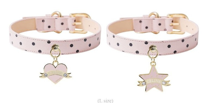 Bloom Collar × You Are My Star Pendant【迷子札】 ポルカドット ピンク