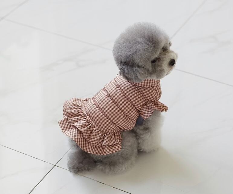 即納 Gingham check dawn dress ココナッツピンク
