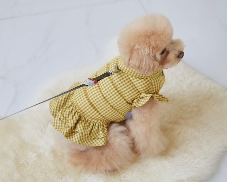 即納 Gingham check dawn dress ココナッツピンク