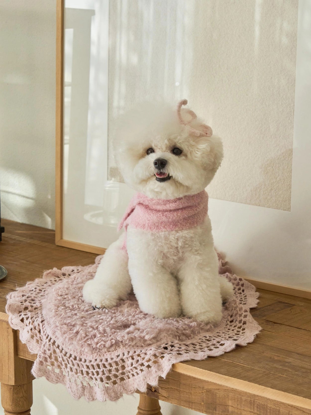 即納 Butterfly Knit Cape ベビーピンク