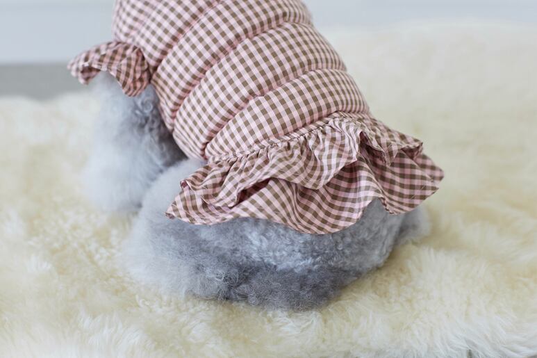 即納 Gingham check dawn dress ココナッツピンク
