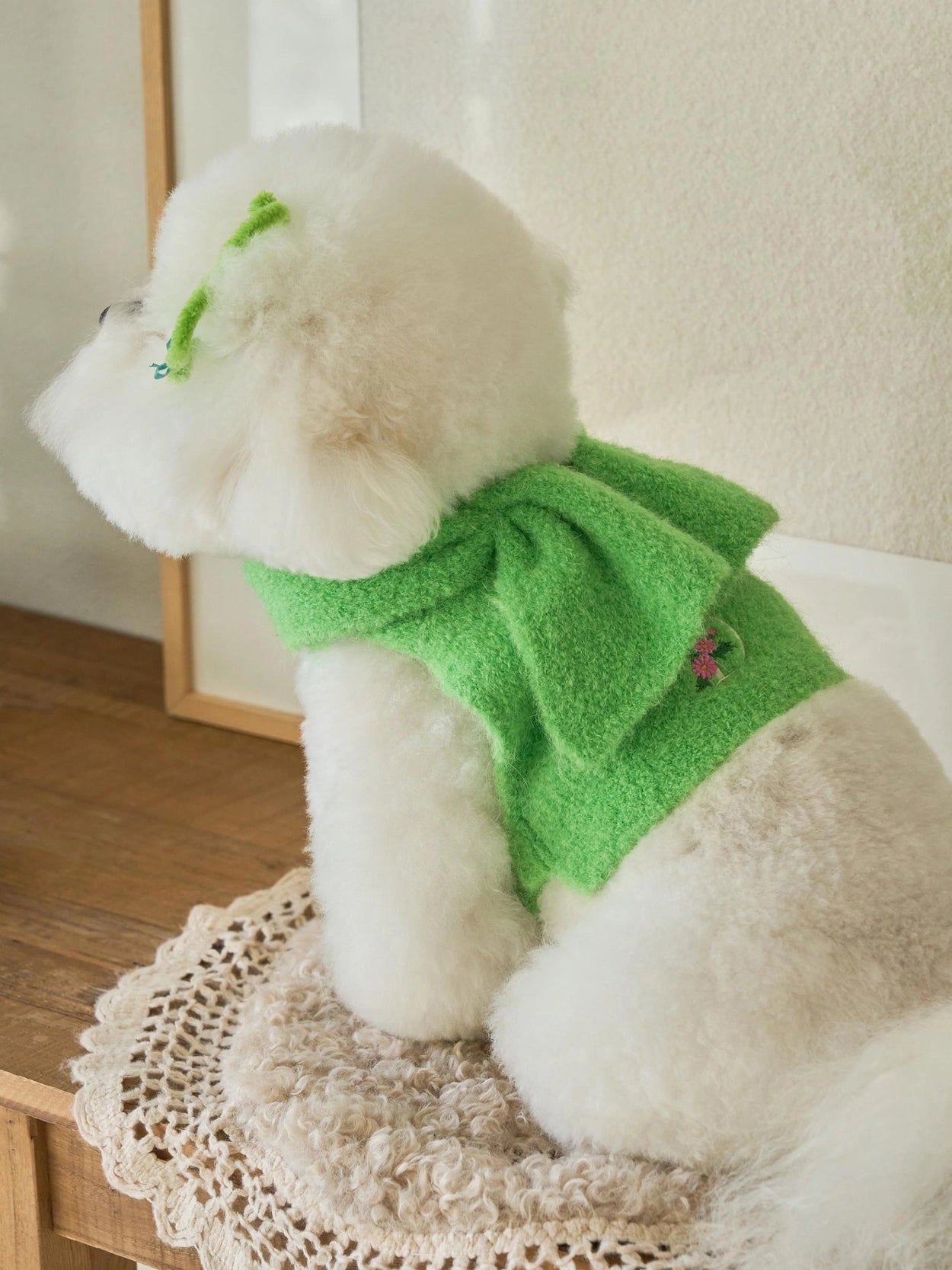 即納 Butterfly Knit Cape アップルグリーン