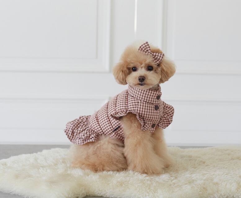 即納 Gingham check dawn dress ココナッツピンク