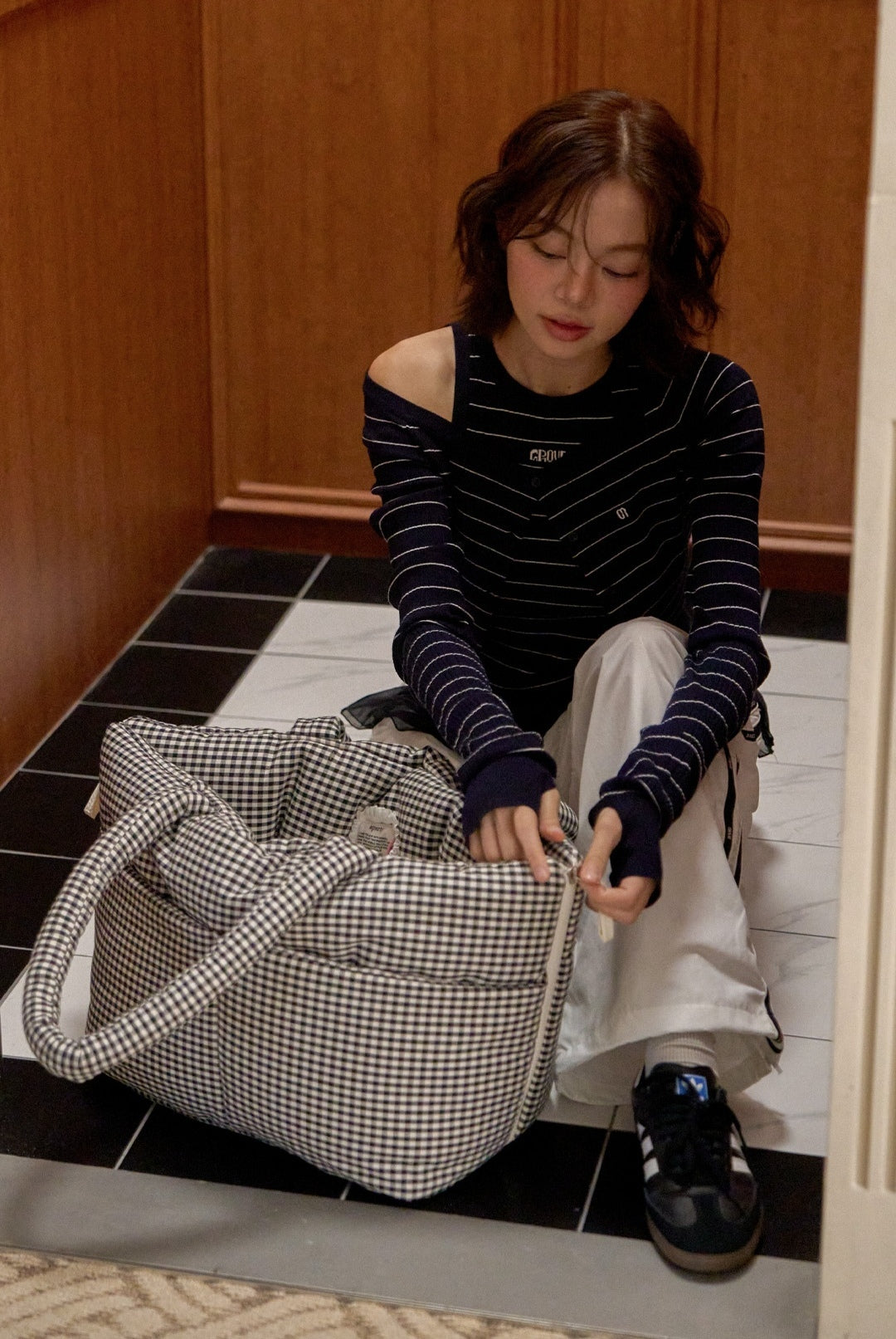 Wide Bag プレイドブラック