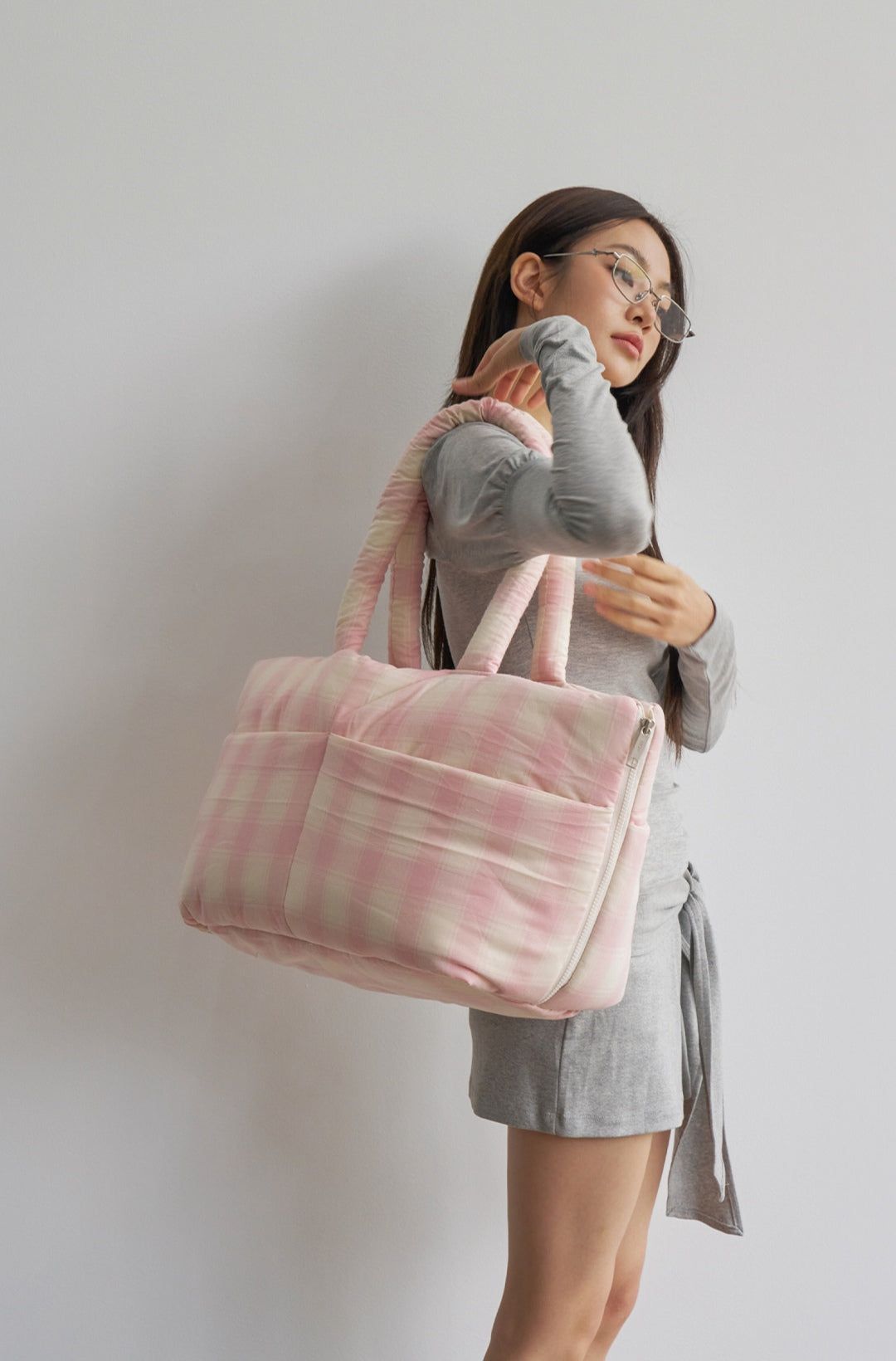 Wide Bag タータンピンク