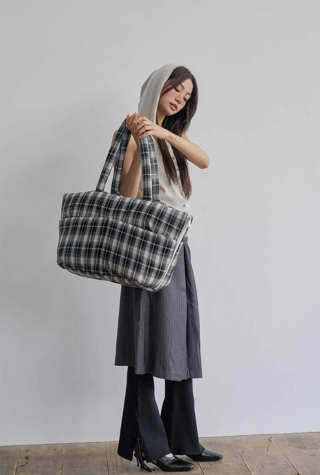 Wide Bag タータンブラック