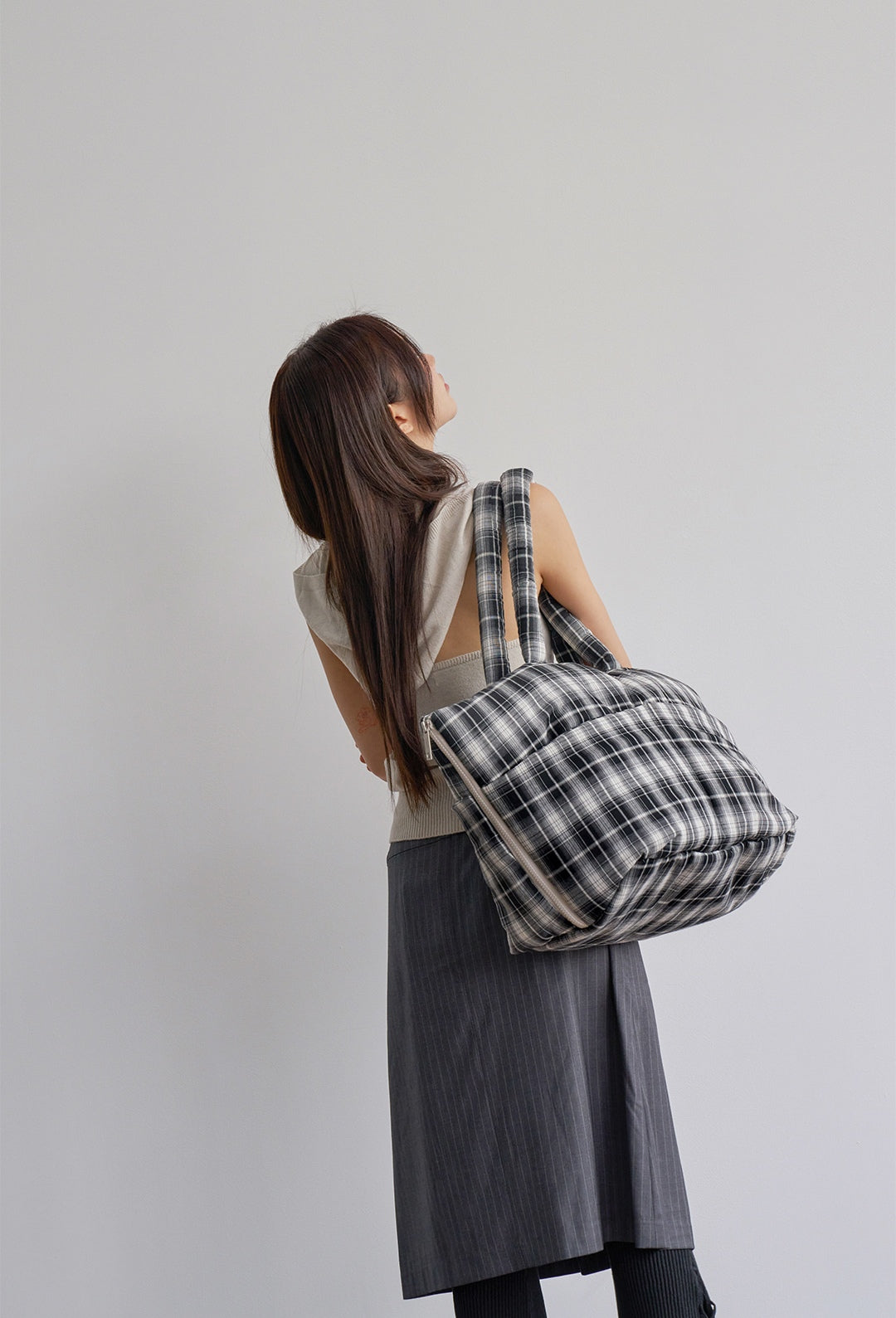 Wide Bag タータンブラック