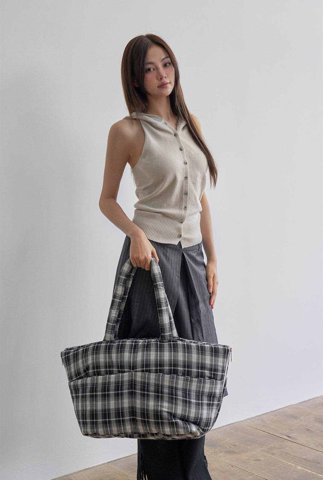 Wide Bag タータンブラック