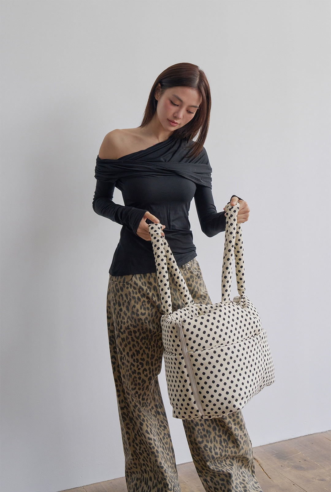 Wide Bag ドットアイボリー