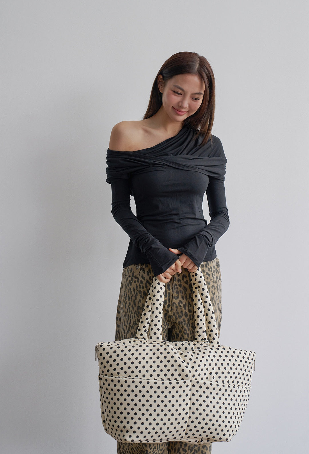 Wide Bag ドットアイボリー