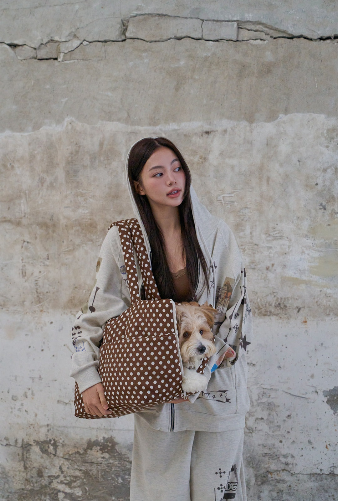 Wide Bag ドットブラウン