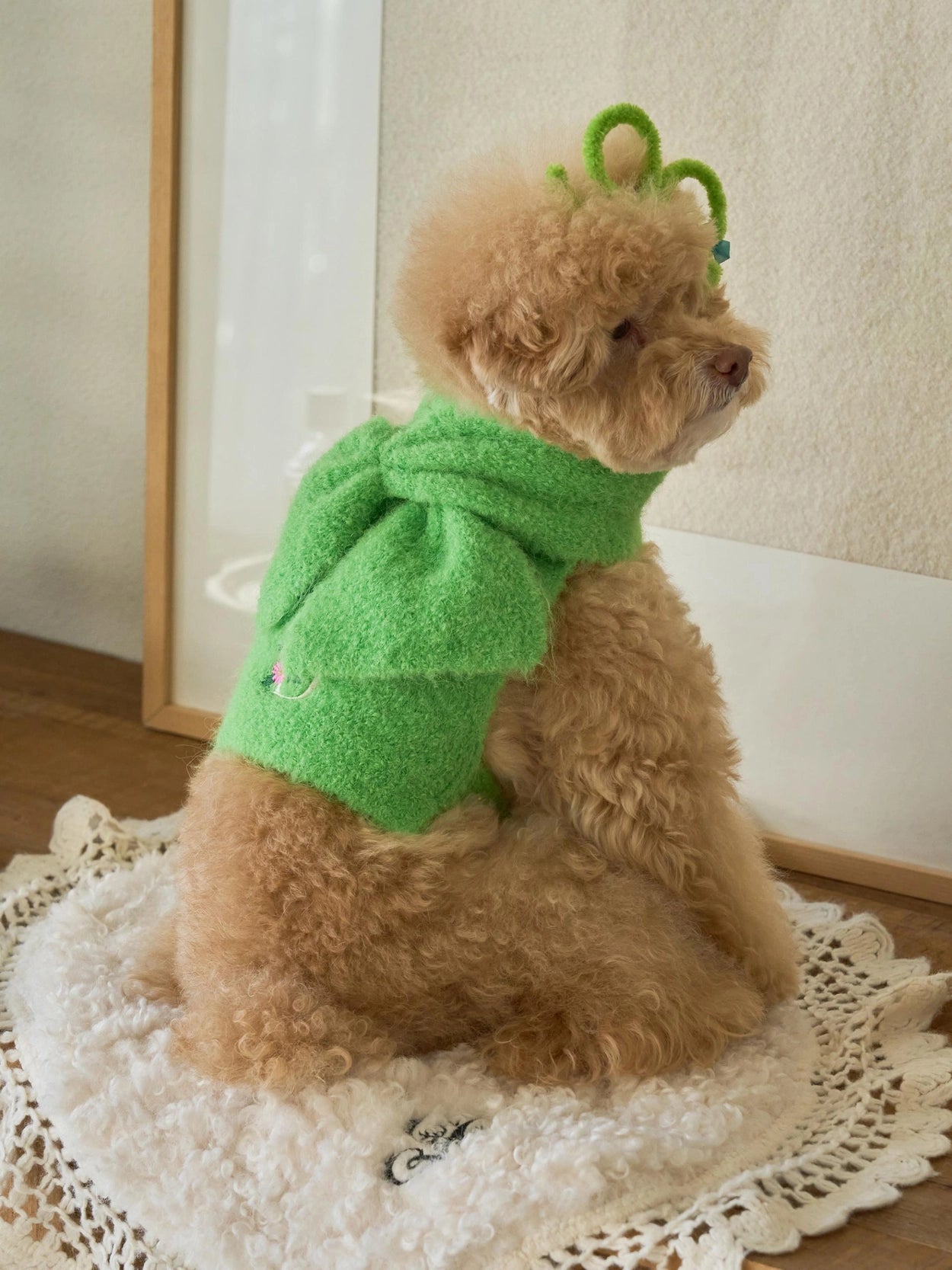 即納 Butterfly Knit Cape アップルグリーン