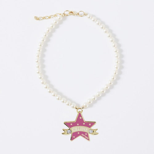 予約 You Are My Star Swarovski Necklace【迷子札】マゼンダピンク