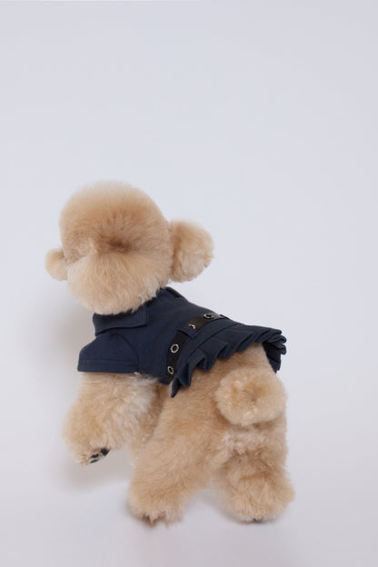 Pleated Polo Dress ネイビー