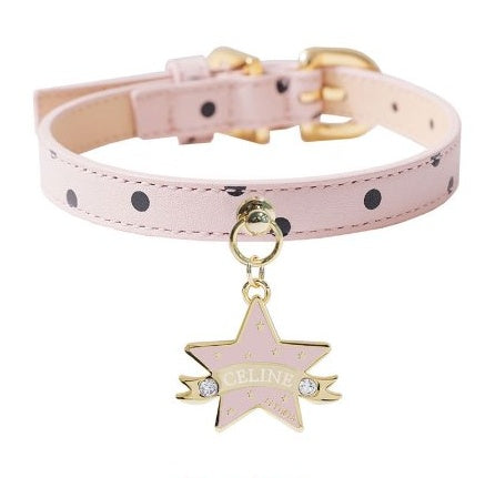 Bloom Collar × You Are My Star Pendant【迷子札】 ポルカドット ピンク