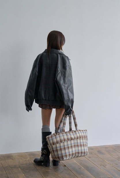 Wide Bag タータンブルー