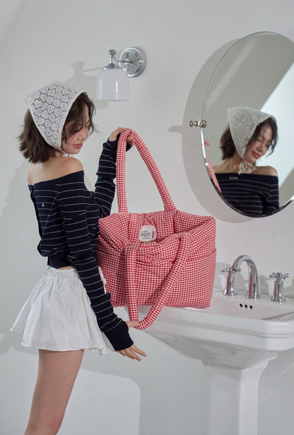 Wide Bag プレイドレッド