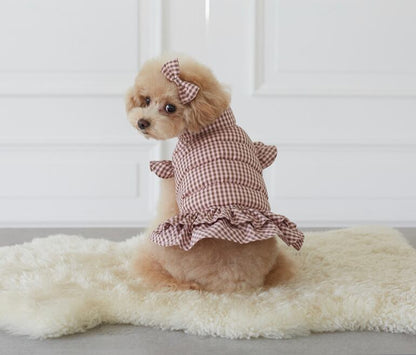 即納 Gingham check dawn dress ココナッツピンク
