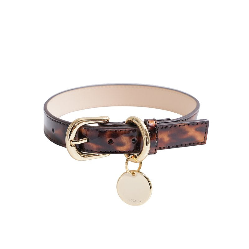 予約 Leopard Patent Collar【迷子札】