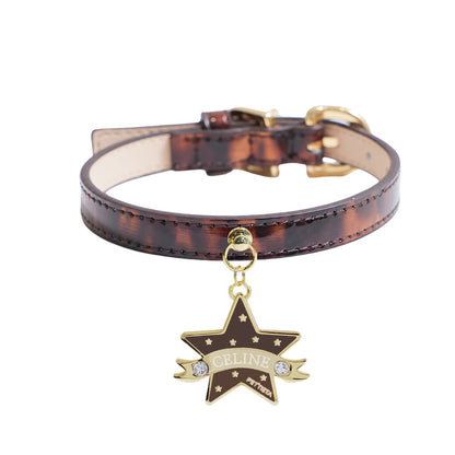 予約 Leopard Patent Collar × Pendant【迷子札】