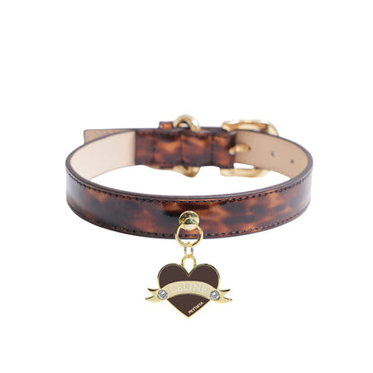 予約 Leopard Patent Collar × Pendant【迷子札】