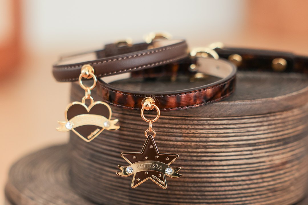 予約 Leopard Patent Collar × Pendant【迷子札】