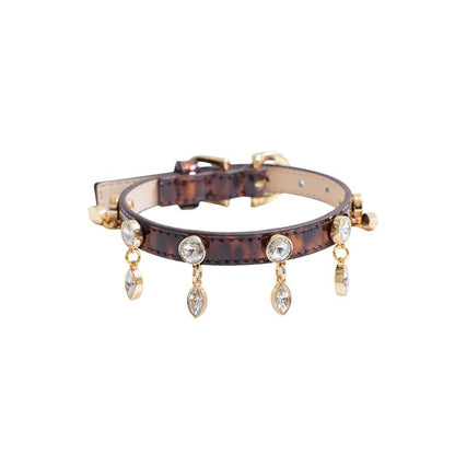 予約 Leopard Patent Swarovski Collar【迷子札】