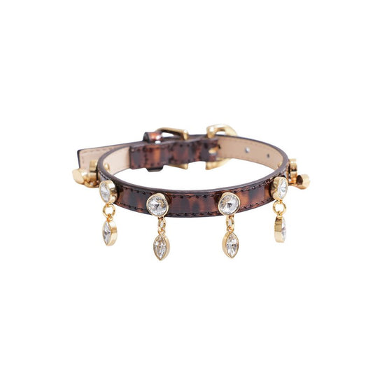 予約 Leopard Patent Swarovski Collar【迷子札】