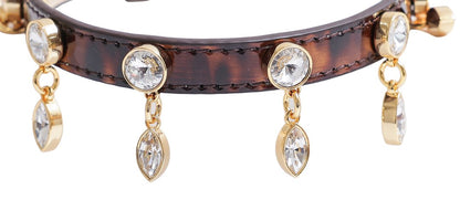 予約 Leopard Patent Swarovski Collar【迷子札】