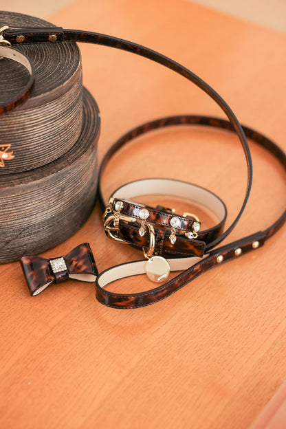 予約 Leopard Patent Swarovski Collar【迷子札】