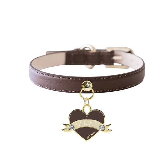予約 Bloom Collar × Pendant【迷子札】 ブラウン