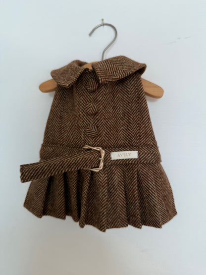 Moon Herringbone Brown Dress