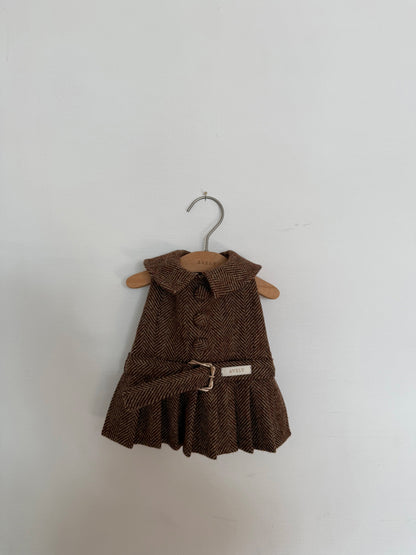 Moon Herringbone Brown Dress