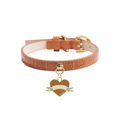 予約 Bloom Collar × Pendant【迷子札】 クロコキャメル