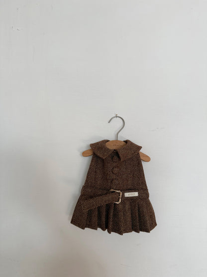 Moon Herringbone Brown Dress