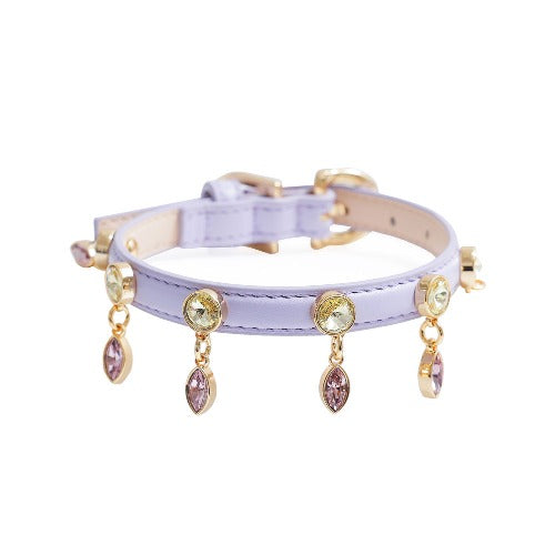 予約 Bloom Swarovski Collar【迷子札】ラベンダー