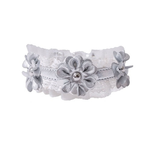 予約 Sherbet Lace Corsage Collar【迷子札】シルバー
