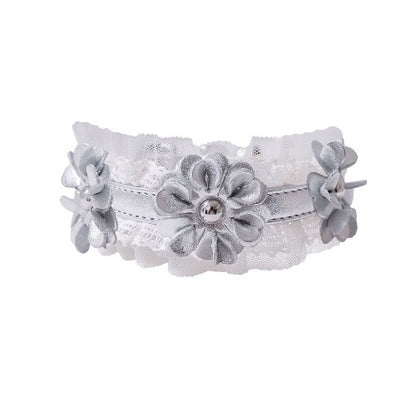 予約 Sherbet Lace Corsage Collar【迷子札】シルバー