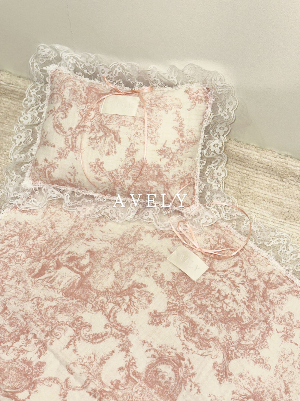 Toile de Jouy Blanket & Cushion SET 全3色