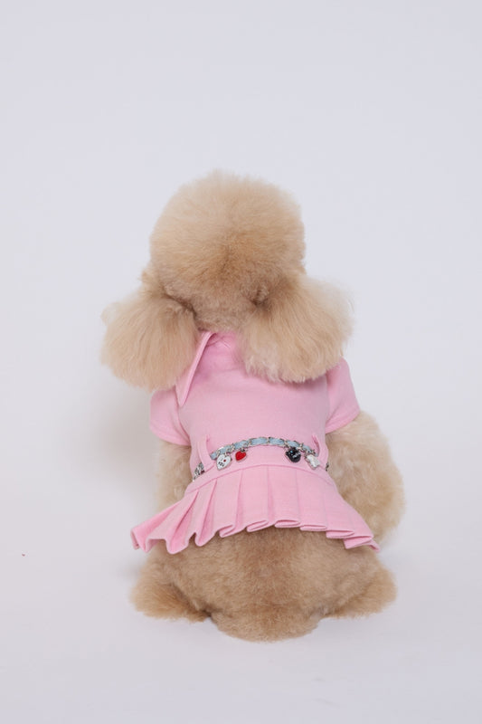 Pleated Polo Dress ピンク