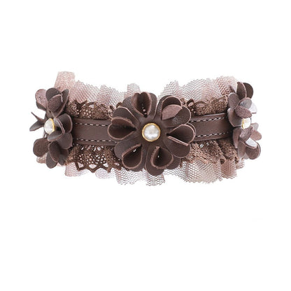 予約 Sherbet Lace Corsage Collar【迷子札】ブラウン