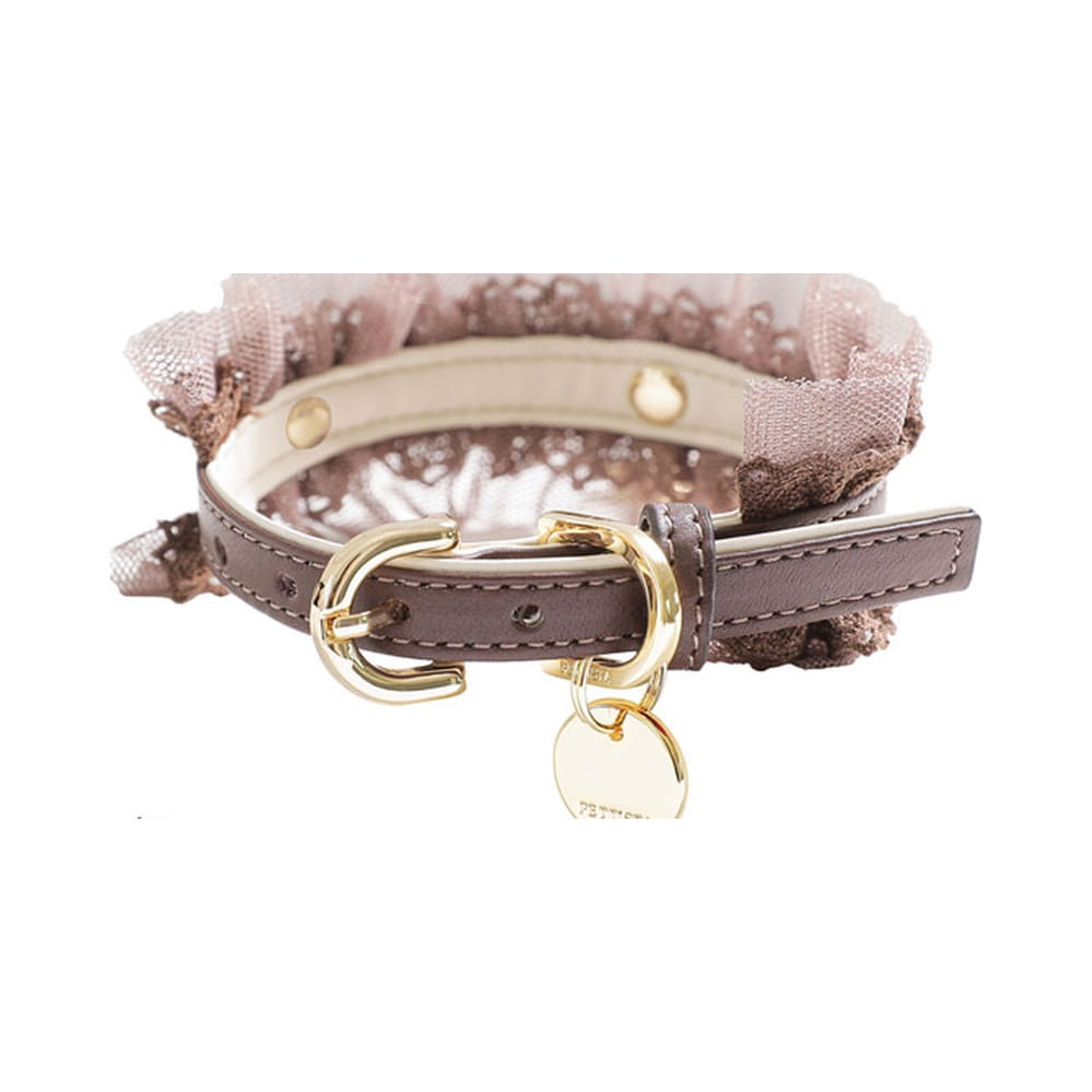 予約 Sherbet Lace Corsage Collar【迷子札】ブラウン