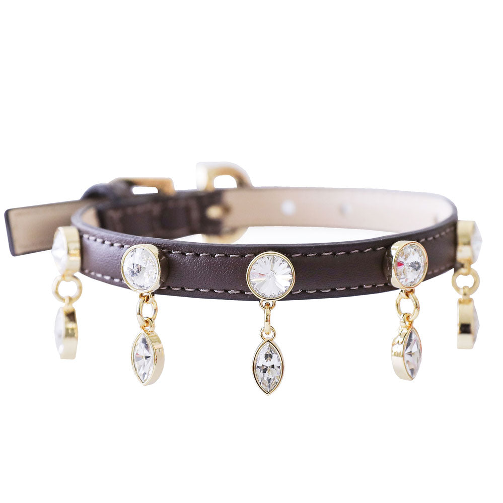 予約 Bloom Swarovski Collar【迷子札】ブラウン