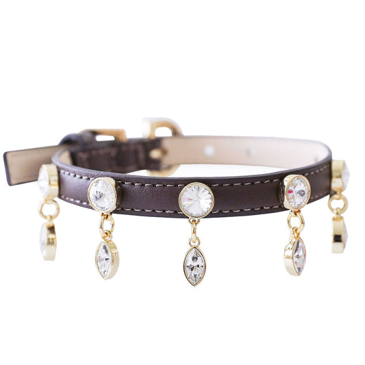 予約 Bloom Swarovski Collar【迷子札】ブラウン