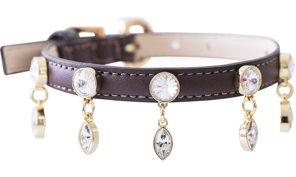 予約 Bloom Swarovski Collar【迷子札】ブラウン